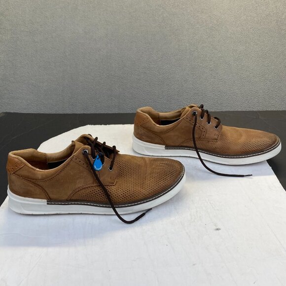 258460 MCGUFFEY MENS SHOE Size 10 M TAN OILED LEATHER JOHNSTON&MURPHY GOLF SHOE - Picture 1 of 13